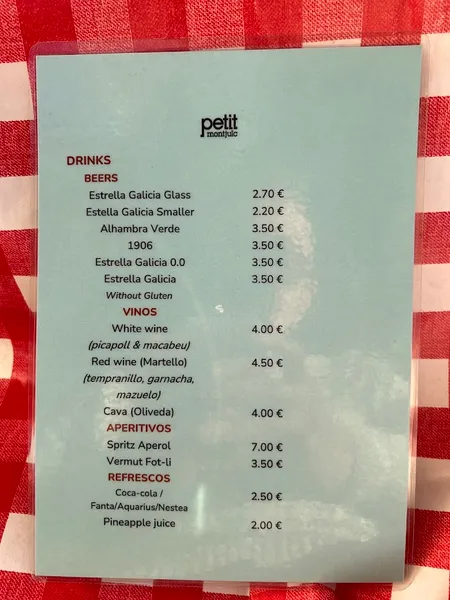 menu 2 of Petit Montjuïc