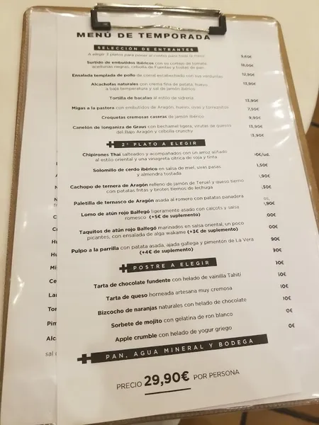 menu 1 of Parrilla Albarracin