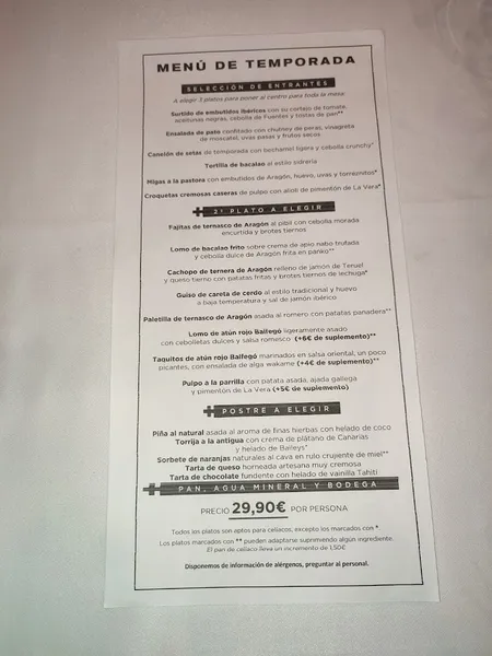 menu 2 of Parrilla Albarracin