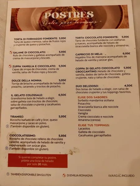 menu 0 of Ginos