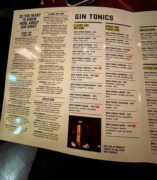 menu 1 of ELEPHANTA GINBAR COCTELERIA