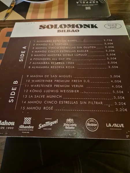 menu 2 of COPPOLA & SOLOMONK (NON STOP KITCHEN)