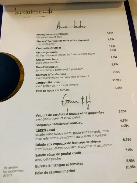 menu 0 of Les Quinze Nits