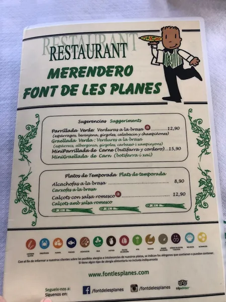 menu 2 of Restaurant Font de Les Planes