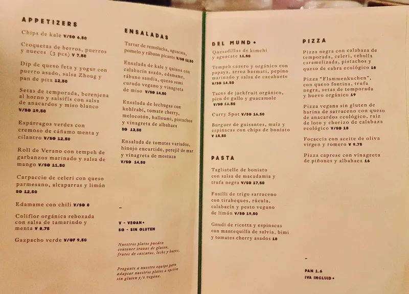 menu 0 of The Green Spot