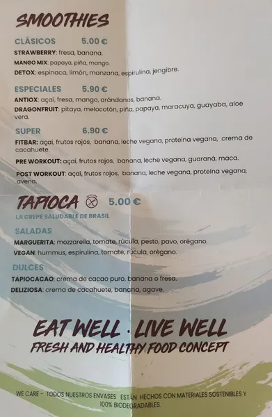 menu 1 of Fit Bar