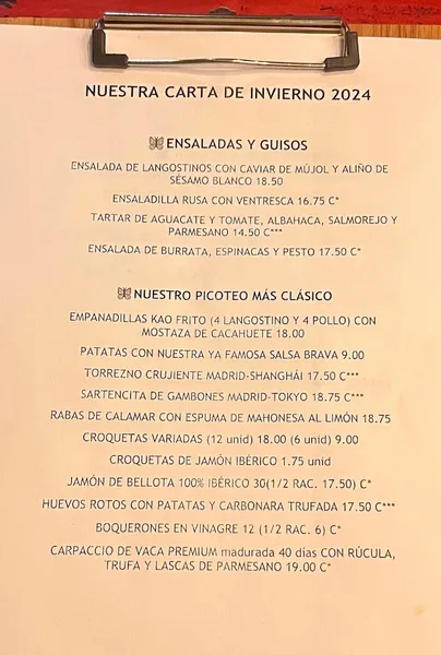 menu 0 of Restaurante El Nuevo Zaguán