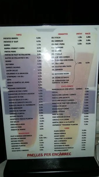 menu 1 of Casa Arana