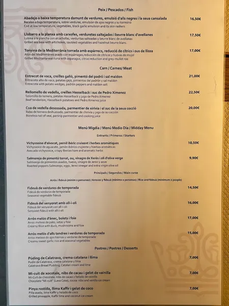 menu 0 of La Moma