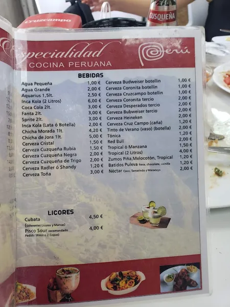 menu 0 of Comida Latina bar Paraíso De Los Amigos