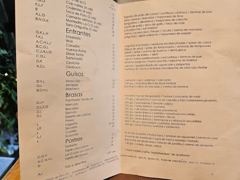 menu 0 of Restaurante De La O