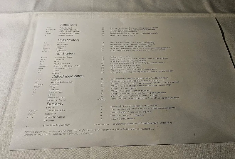 menu 1 of Restaurante De La O