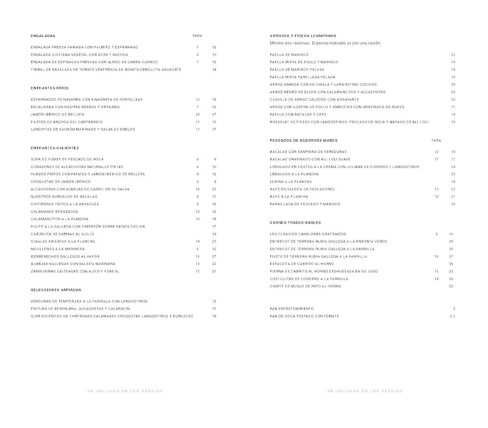 menu 0 of Elche Restaurant
