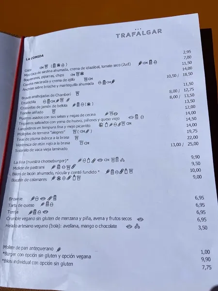 menu 1 of Bar Trafalgar