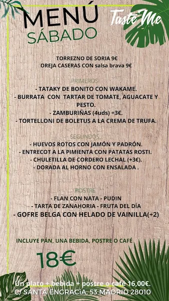 menu 0 of Taste Me - Restaurante Chamberí
