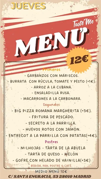 menu 1 of Taste Me - Restaurante Chamberí