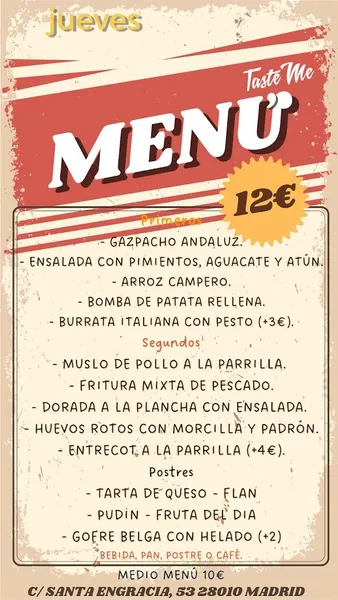 menu 2 of Taste Me - Restaurante Chamberí
