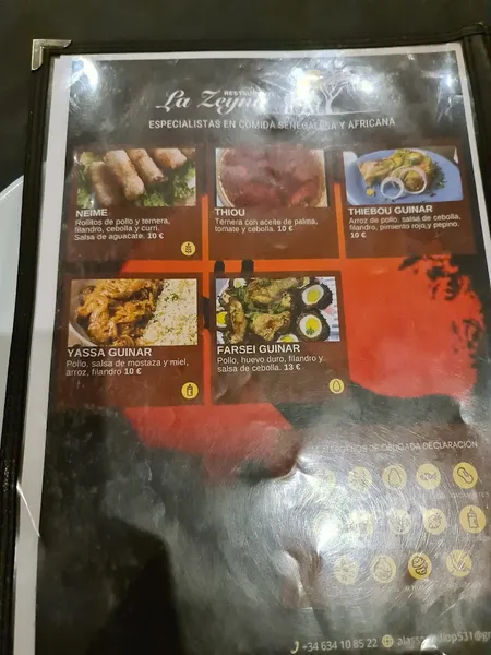 menu 2 of La Zeyna Restaurante