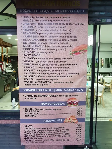 menu 0 of Bar Francis
