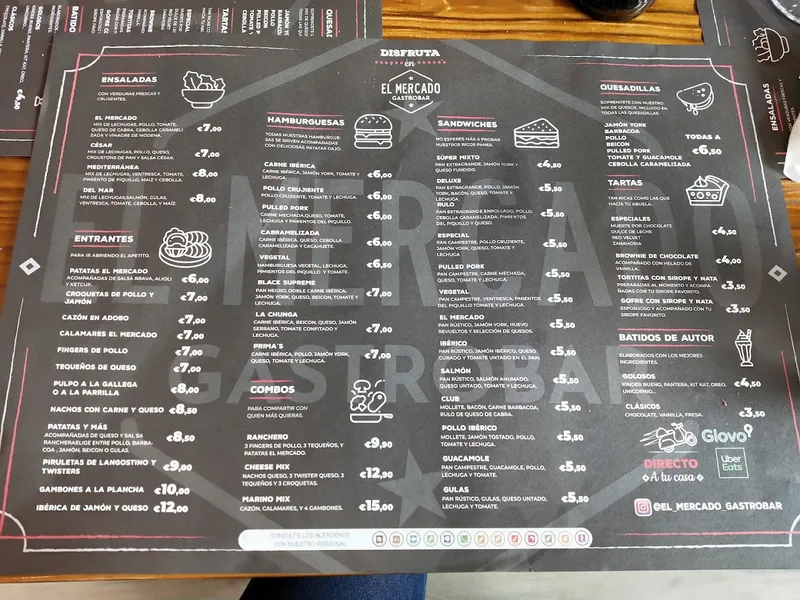 menu 1 of El mercado Gastrobar detras del mercado de villaverde Alto