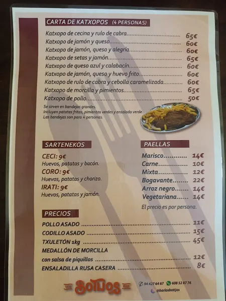 menu 0 of Bar Los Botijos