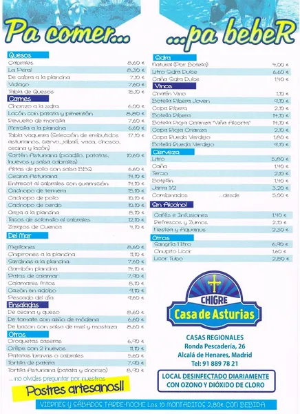 menu 0 of Casa de Asturias