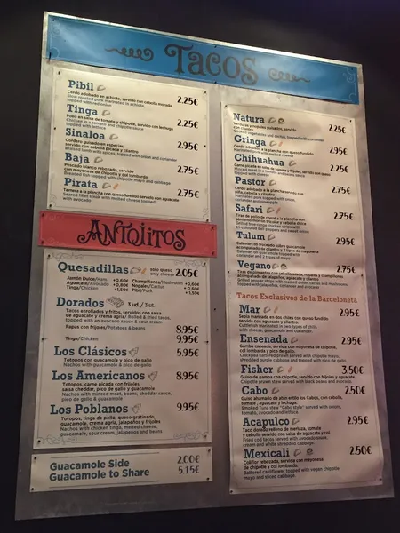 menu 1 of Taco Alto