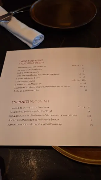 menu 2 of SALINO