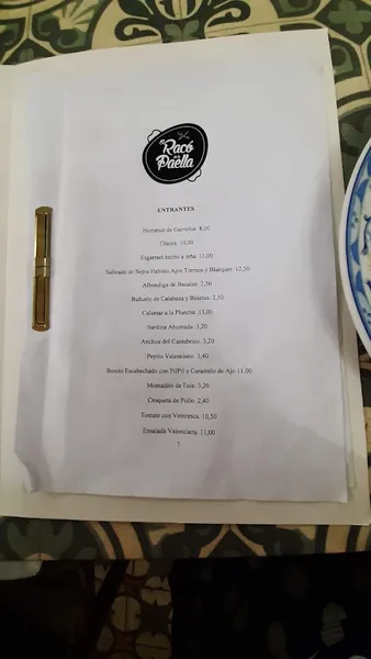 menu 2 of El Racó de la Paella