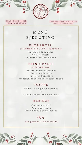 menu 0 of Restaurante Italiano 🍝 Osteria Angelino dal 1899 Malaga