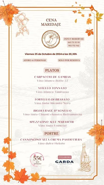 menu 1 of Restaurante Italiano 🍝 Osteria Angelino dal 1899 Malaga