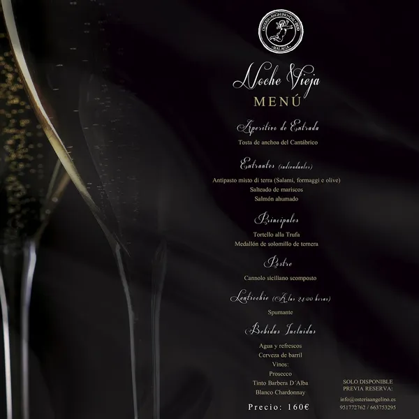 menu 2 of Restaurante Italiano 🍝 Osteria Angelino dal 1899 Malaga