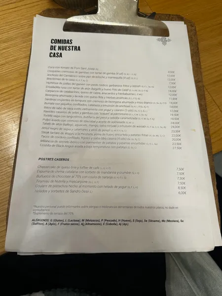 menu 1 of Santa Gula