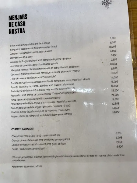 menu 2 of Santa Gula