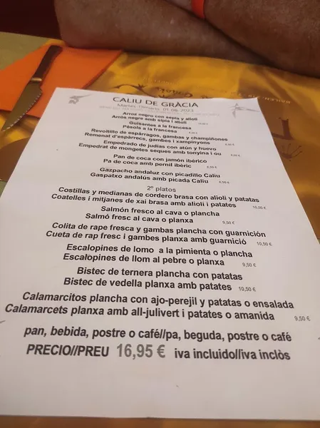 menu 0 of Restaurante Caliu de Gràcia