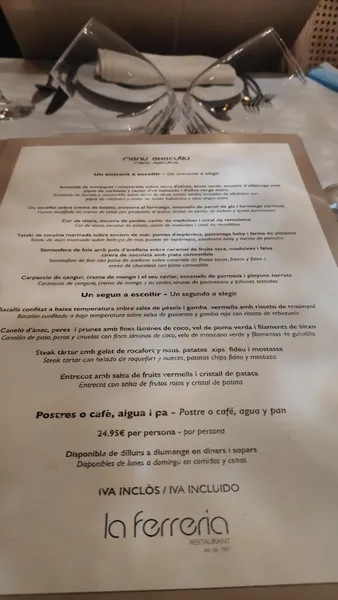 menu 0 of RESTAURANT LA FERRERIA DES DE 1987