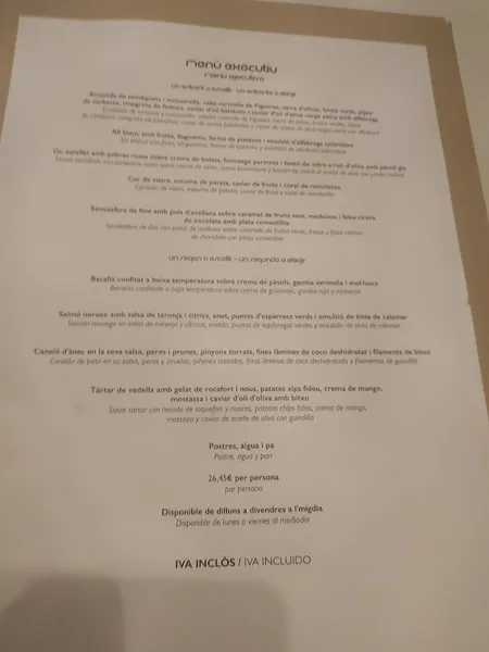menu 1 of RESTAURANT LA FERRERIA DES DE 1987