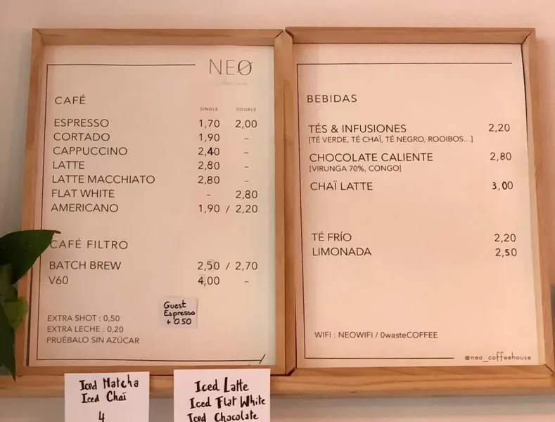 menu 0 of NEØ Coffee House