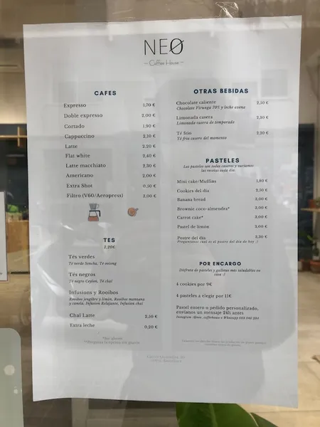 menu 1 of NEØ Coffee House