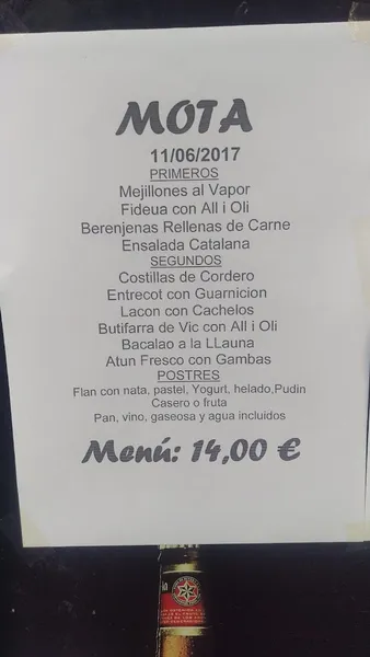 menu 1 of Mota Bar Restaurante