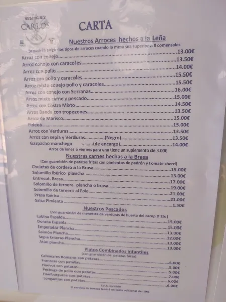 menu 2 of Restaurante Carlos