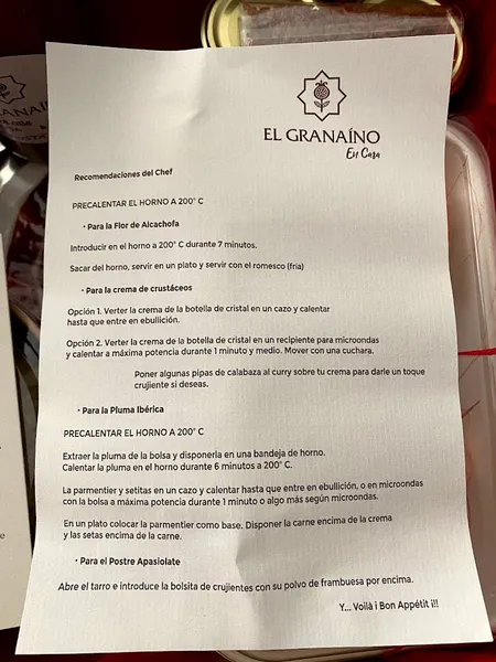 menu 0 of Restaurante Mesón El Granaino