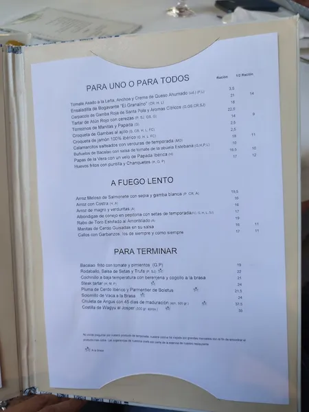 menu 2 of Restaurante Mesón El Granaino