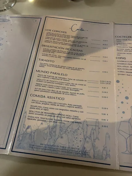 menu 0 of La Cebichería de Trafalgar