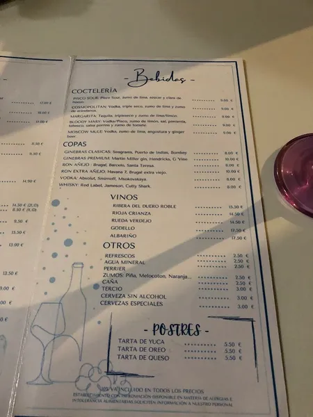 menu 1 of La Cebichería de Trafalgar