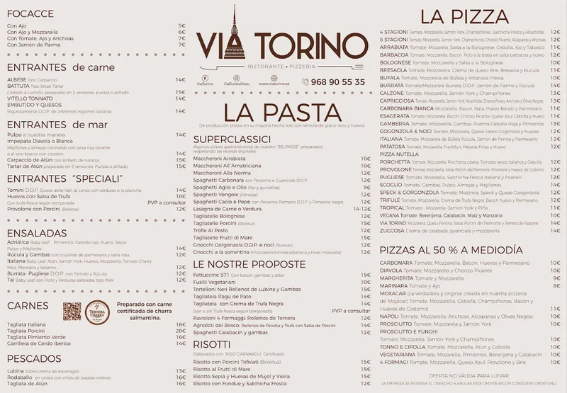 menu 0 of Via Torino Restaurante Pizzería
