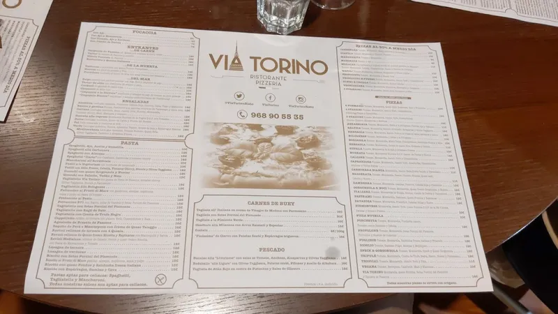 menu 1 of Via Torino Restaurante Pizzería