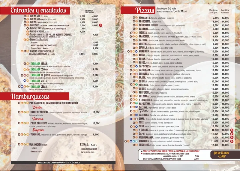 menu 1 of Pizzería La Távola