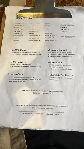 menu 0 of Pum Pum Café