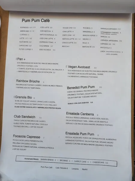 menu 2 of Pum Pum Café